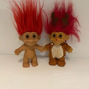 Set of 2 Russ Troll Reindeer Christmas Doll